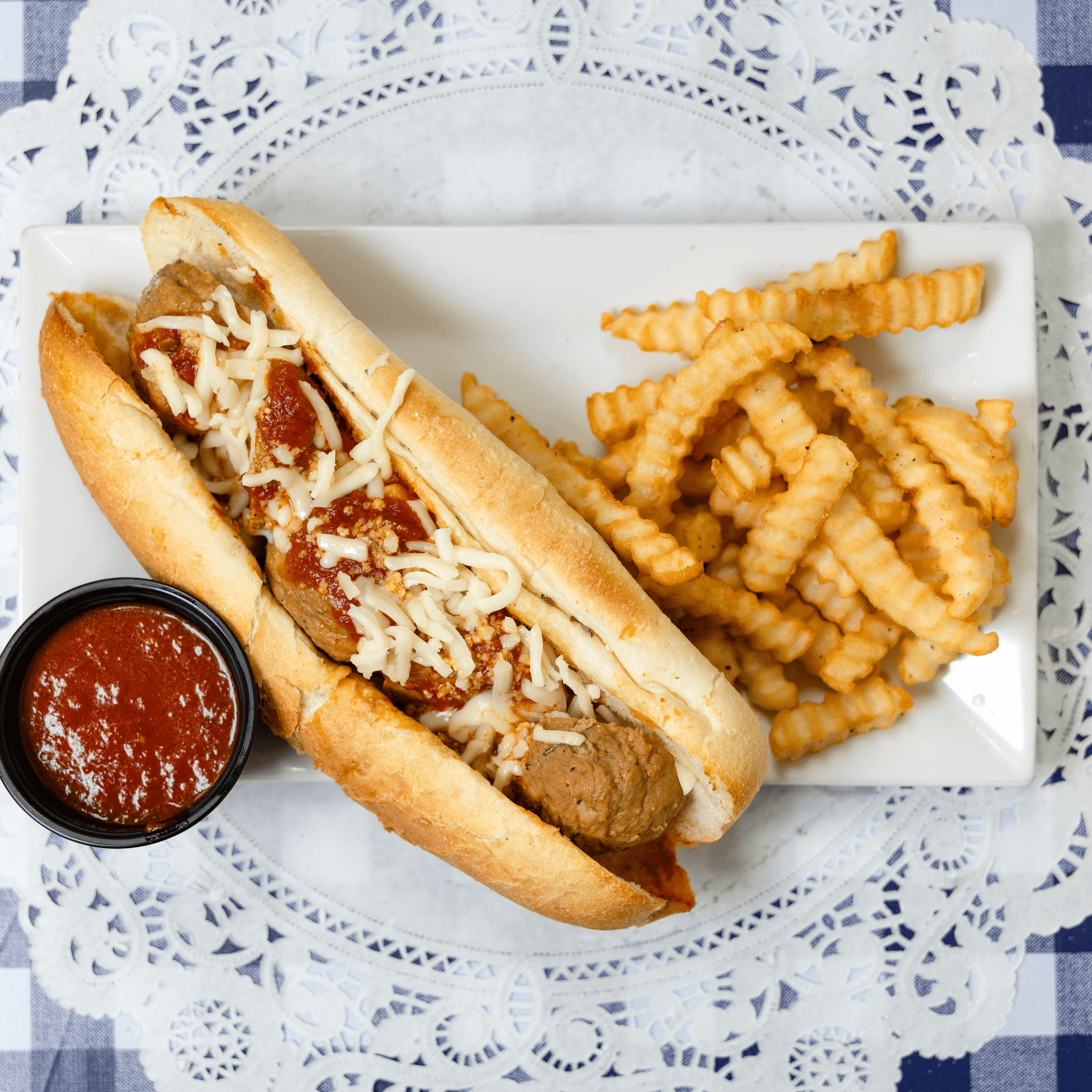 Meatball Parmigiana Sub.