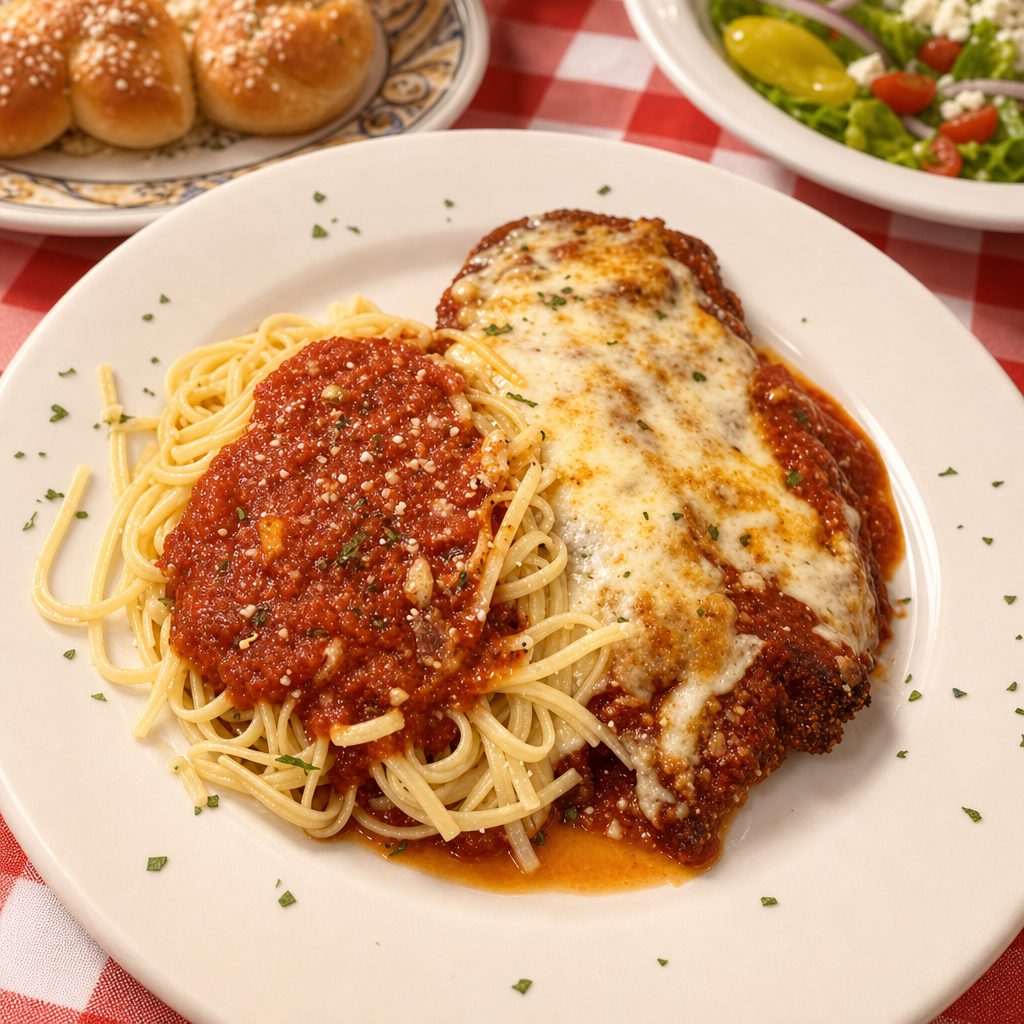 Chicken Parmesan with Pasta.