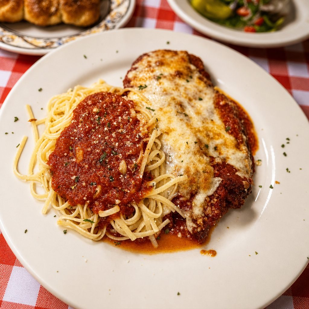 Chicken Parmesan with Pasta.