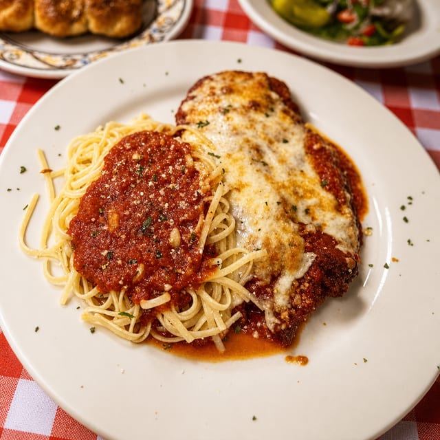 Chicken Parmesan with Pasta.