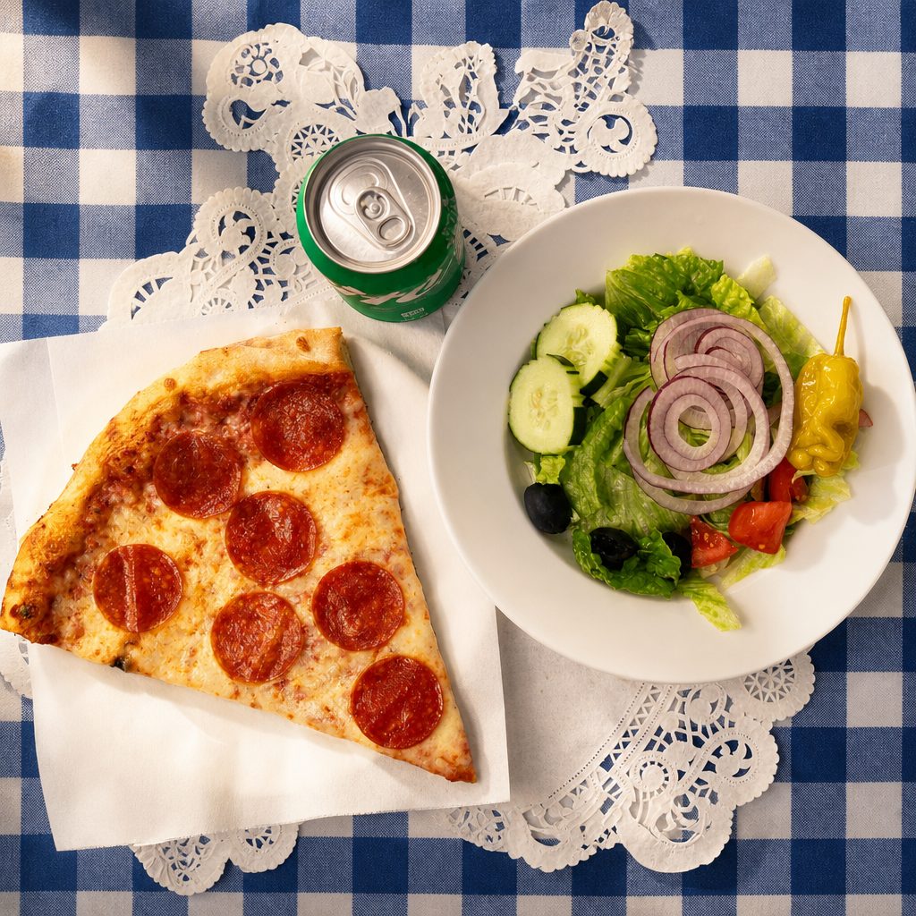 Slice, Salad, & Soda.