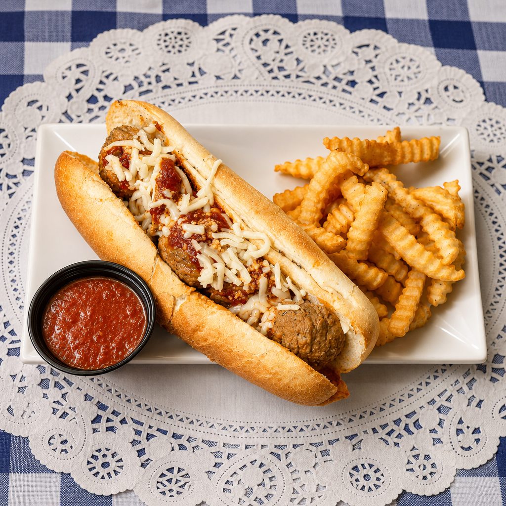 Meatball Parmigiana Sub.